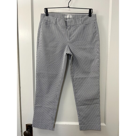Gap Women's Slim Cropped Navy Blue White Stripe Stretch Pants Size 6  *READ* - Picture 1 of 11